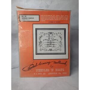 Vintage Needle N Hoops No 145 Wedding Sampler 14x17